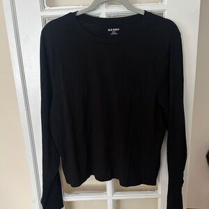 Old Navy Black Long Sleeve Crewneck Cropped Shirt, XXL T